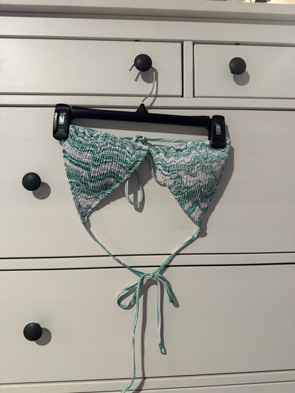 Target Green and White Smocked Triangle Bikini Set
